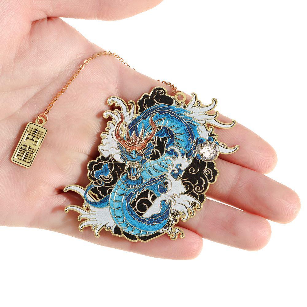 New Chinese Style Retro Mythical Bookmark With Tassel Creative Metal Hollow Dragon Tiger Book Clip Student Gift Office Supplies