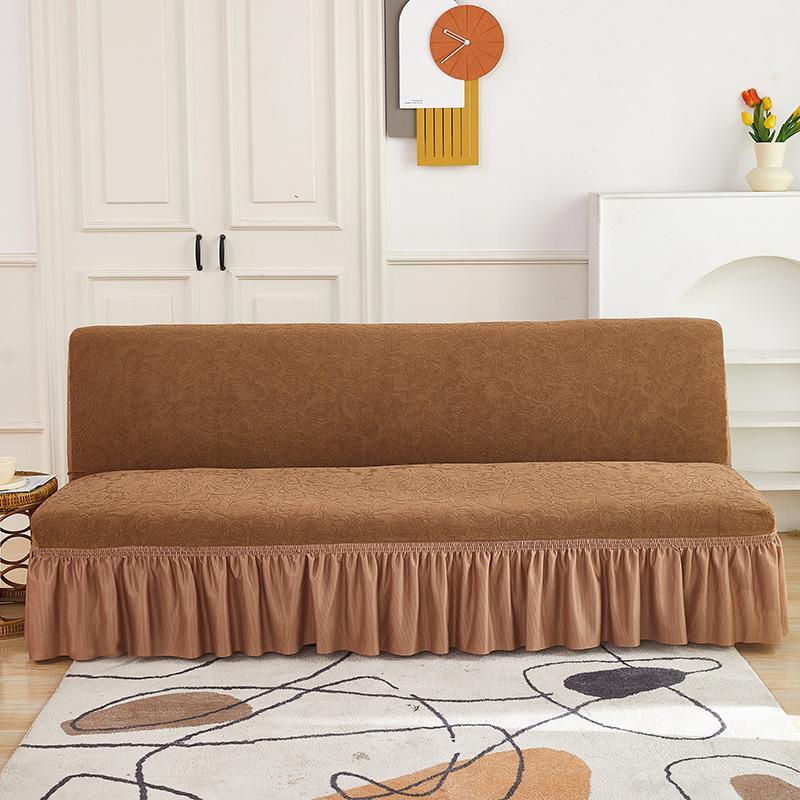 Living Room Without Armrests Skirt Sofa Bed Cover Thickened Terry Grid Elastic Folding Sofa Cover All-Inclusive Universal