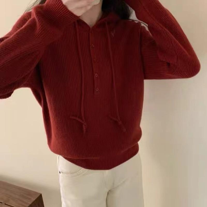 Moda Cinza Casual Com Capuz Pulôver Suéter Feminino Outono Inverno Manga Longa Casacos Suéteres de Malha Feminino Vintage Solto Macio Malhas Femininas 25278