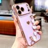 Plating Silicone Case For iPhone 17 Air 16E 16 15 14 13 12 11 Pro Max 15Pro 14Pro IPhone15 Wrist Bracelet Strap Love Heart Cover