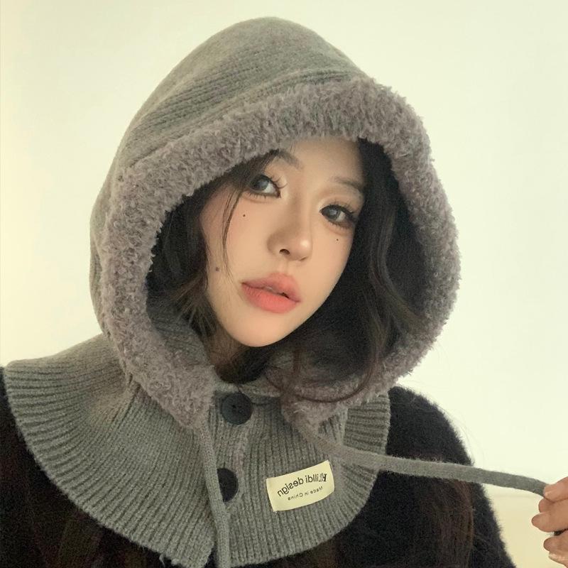 

Шапка-балаклава с большой головой окружает голову шапка с осенне-зимней теплой шапкой в корейском стиле