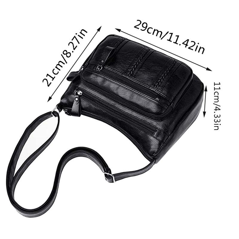 Lightweight Travel Multi-Layer Classic Shoulder Bag Soft Surface Vintage Crossbody Purse for Women
