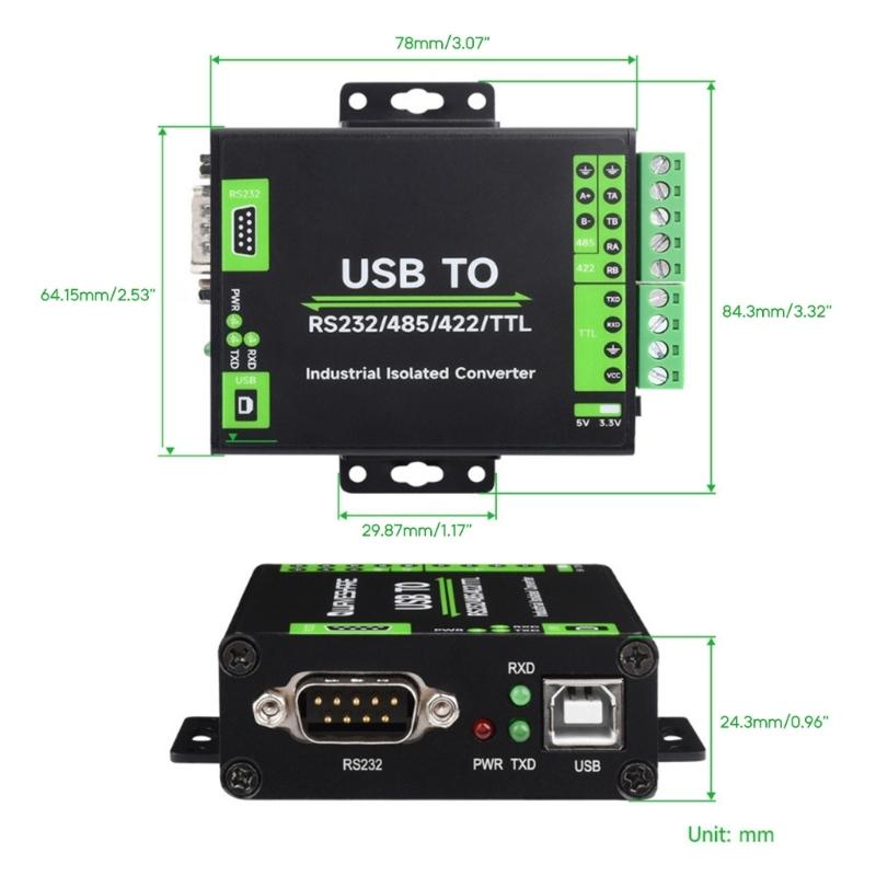USB zu RS232/485/422/TTL Industrieller isolierter Konverter mit originaler FT232RL-Innenstromisolierung, magnetischer Isolierung