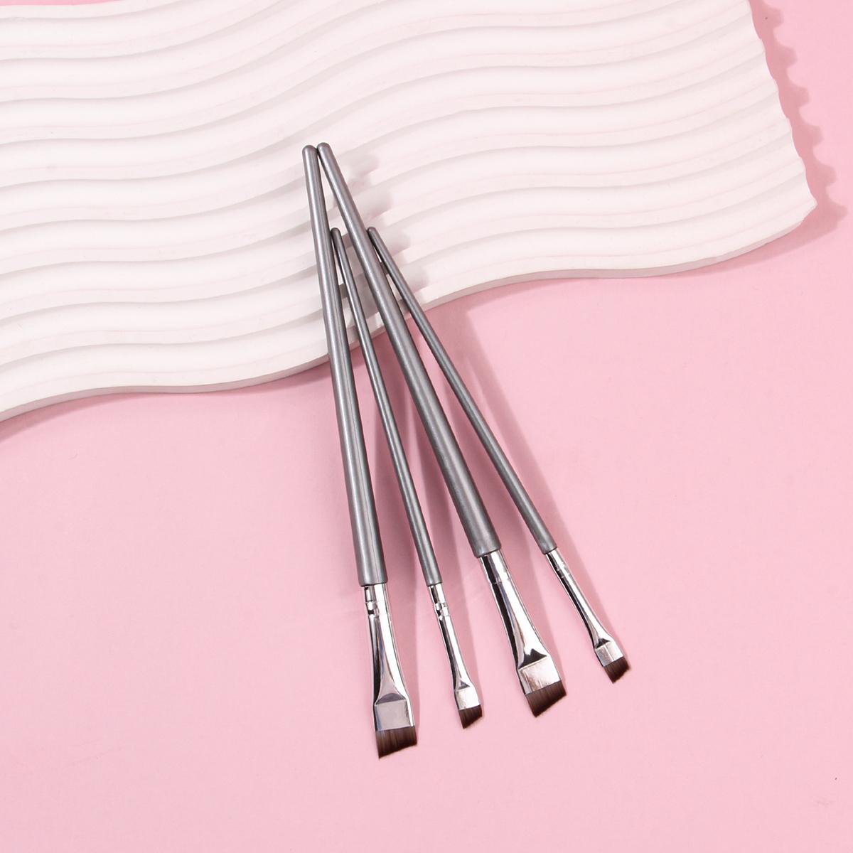 

4PCS Liquid Eyeliner Brush Ultra Thin Fine Oblique Angle Flat Head Eyebrow Brush concealer brush makeup brush concealer brush серебряный