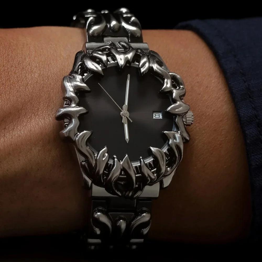 Teufelskralle Quarzuhren Herren Rot Zeit-Raum-Riss Design Alabaster Industries Top Einzigartige Kreative Uhr Männlich AAA Uhren Relogio