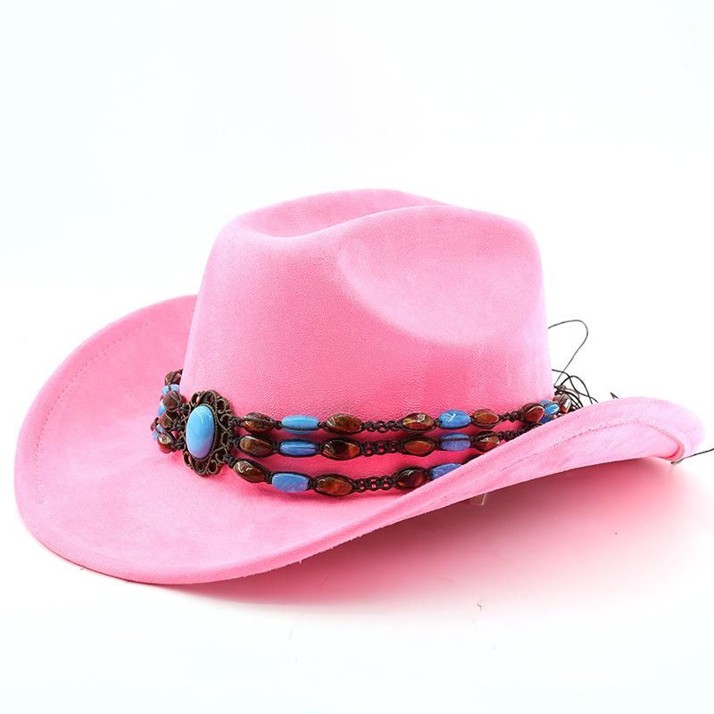 Suede Horse Riding Western Cowboy Hat For Men And Women Outdoor Travel Hat With Rolled Brim Ethnic Style Top Hat Felt Hat
