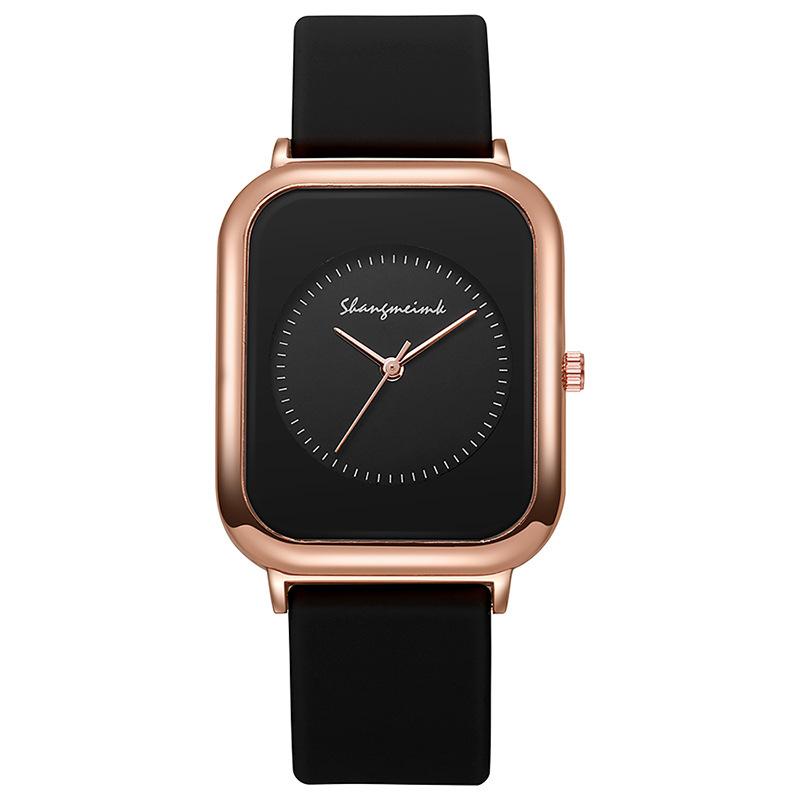 Student Watch Women'S Watch Casual Square Temperament Quartz Silicone Tape Women'S Watch