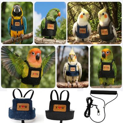 Fashion Pet Bird Training Harness Outfit with Traction Rope For Easy Wear Freely Movement Outdoor Exercise Walking Gear