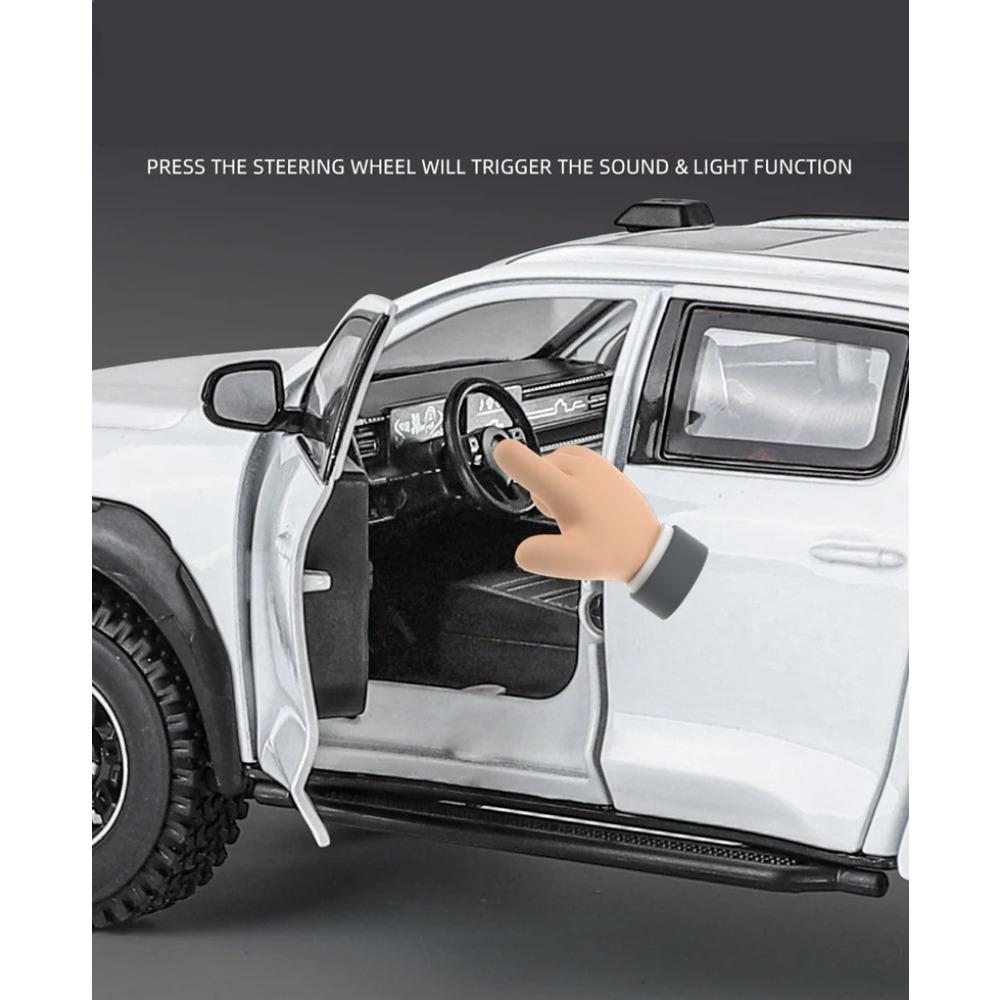1/24 Great Wall Motor POER Pickup Model de mașină din aliaj din metal turnat sub presiune Vehicule de teren, model de mașină, simulare, lumină sonoră, jucărie pentru copii, cadou
