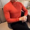 Men's Autumn Solid Color Slim Fit Semi-High Neck Long Sleeve T-Shirt