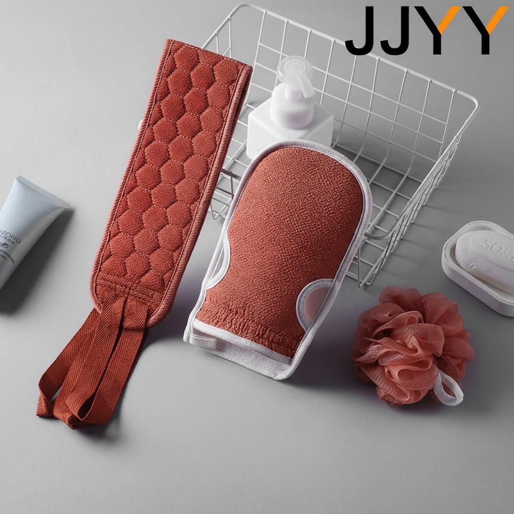 

3Pcs Thickening Mud Decontamination Bath Ball Set Long Back Towel Cleansing Scrub Exfoliating Shower Accessories красный