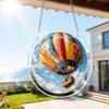 2D Flat - Acrylic Puzzle Sun Catcher Hanging Ornament: Acrylic Puzzle - Colorful Hot Air Balloons Soaring in Blue Sky - Puzzle Kit with Chain, Window 