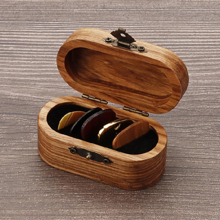 Tragbarer Gitarrenplektrum-Box-Halter mit 5 Gitarrenplektren Holz Gitarrenplektrum-Aufbewahrungsbox Leichtgewichtige Gitarrenplektren-Koffer