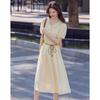 Women's Summer V-Neck A-Line Short Sleeve Tie-Waist Dress