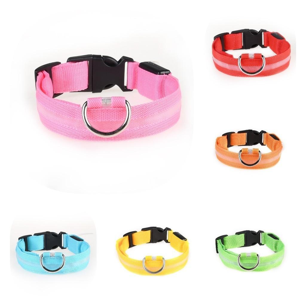 Brightly Colored Led Dog Collar Rechargeable Light-up Neckband For All Size Dogs