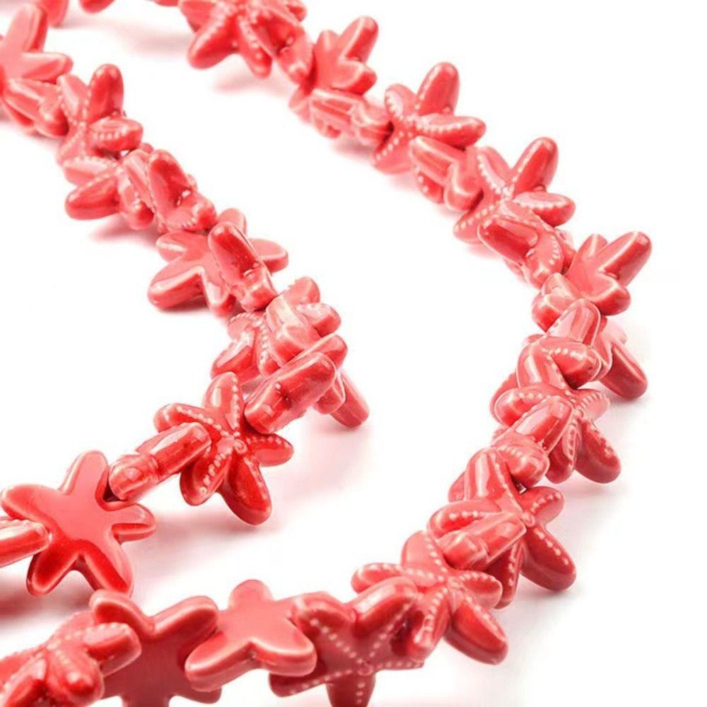 10pcs Handmade Craft Ceramic Spacer Loose Beads Ceramic Jewelry Making Material Starfish Bead Women