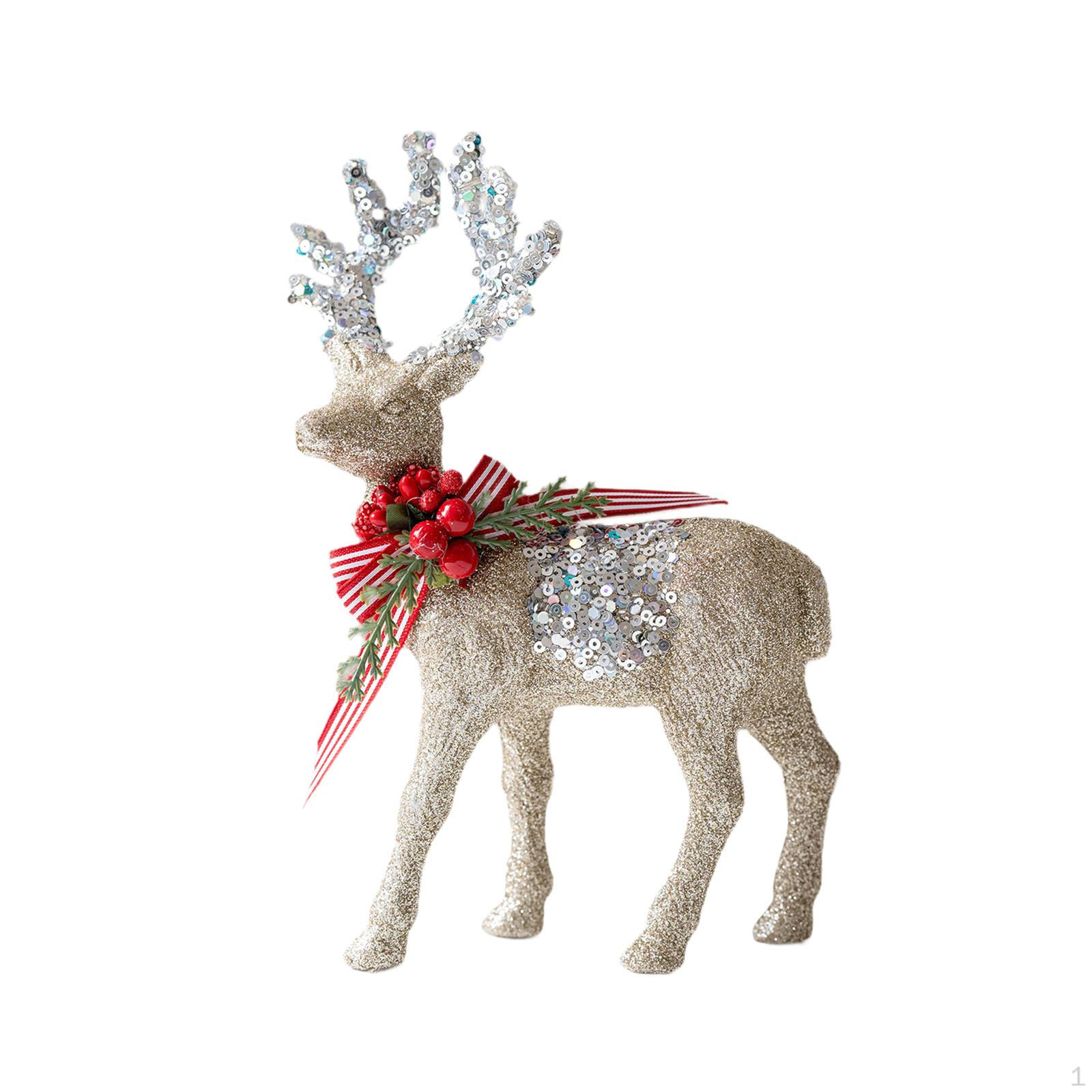 

Christmas Reindeer Figurines Decor Class Photo Props Animal Sculptures Standing Deer style B golden