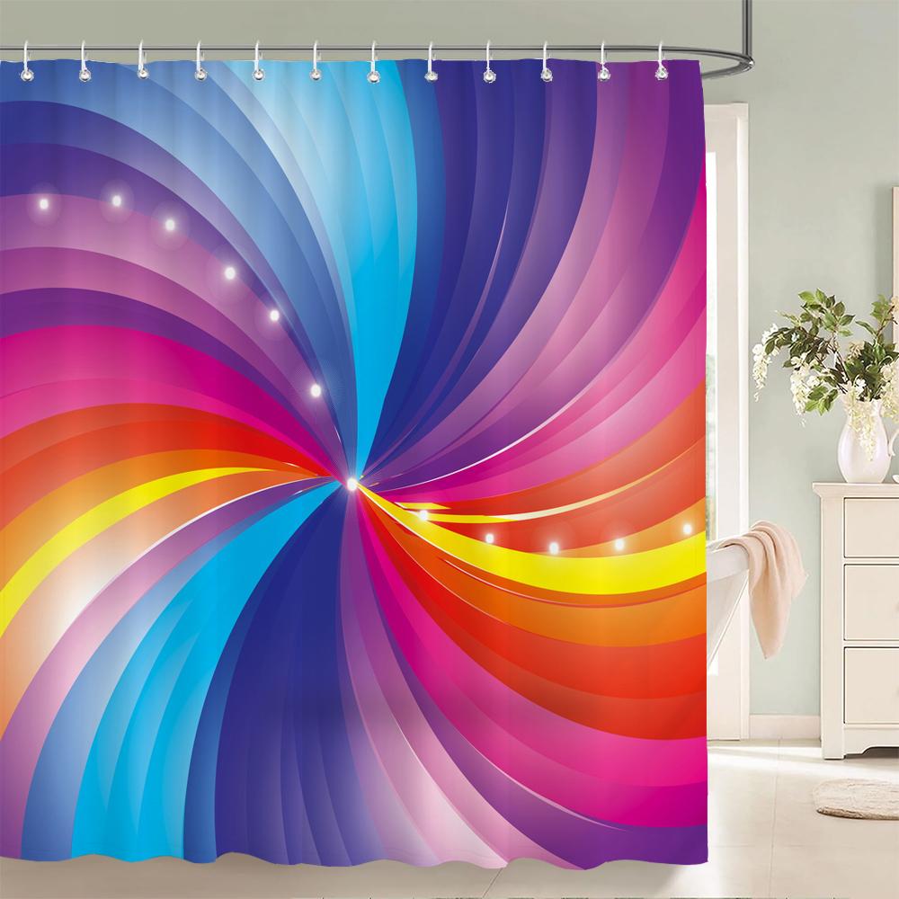 3D Colorful Simple Geometric Printing Shower Curtains Bathroom Curtain Waterproof Polyester Home Decoration Curtain With Hooks