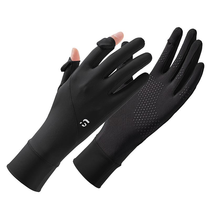 UV Protection Gloves Ice Silk Driving Summer Cycling Flip-Top Touchscreen Anti-Slip Breathable Mesh Long Stretchable Sun Gloves