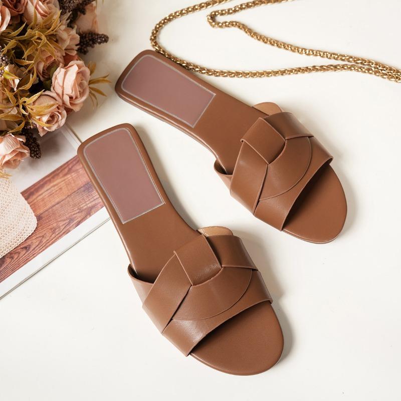 

Large size flat-bottomed indoor and outdoor one-character slippers women s new cross solid color fashionable cool slippers 35