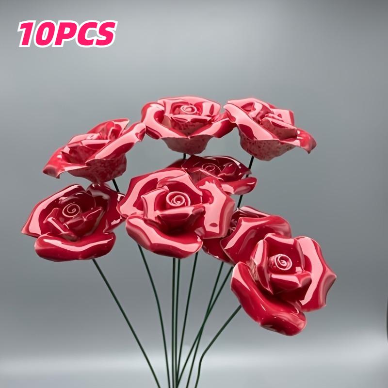 

10/20pcs Witness of Love Handcrafted Rose Ceramic Flowers Never Wither Holiday Bouquet for Family Garden Wedding Holiday Party