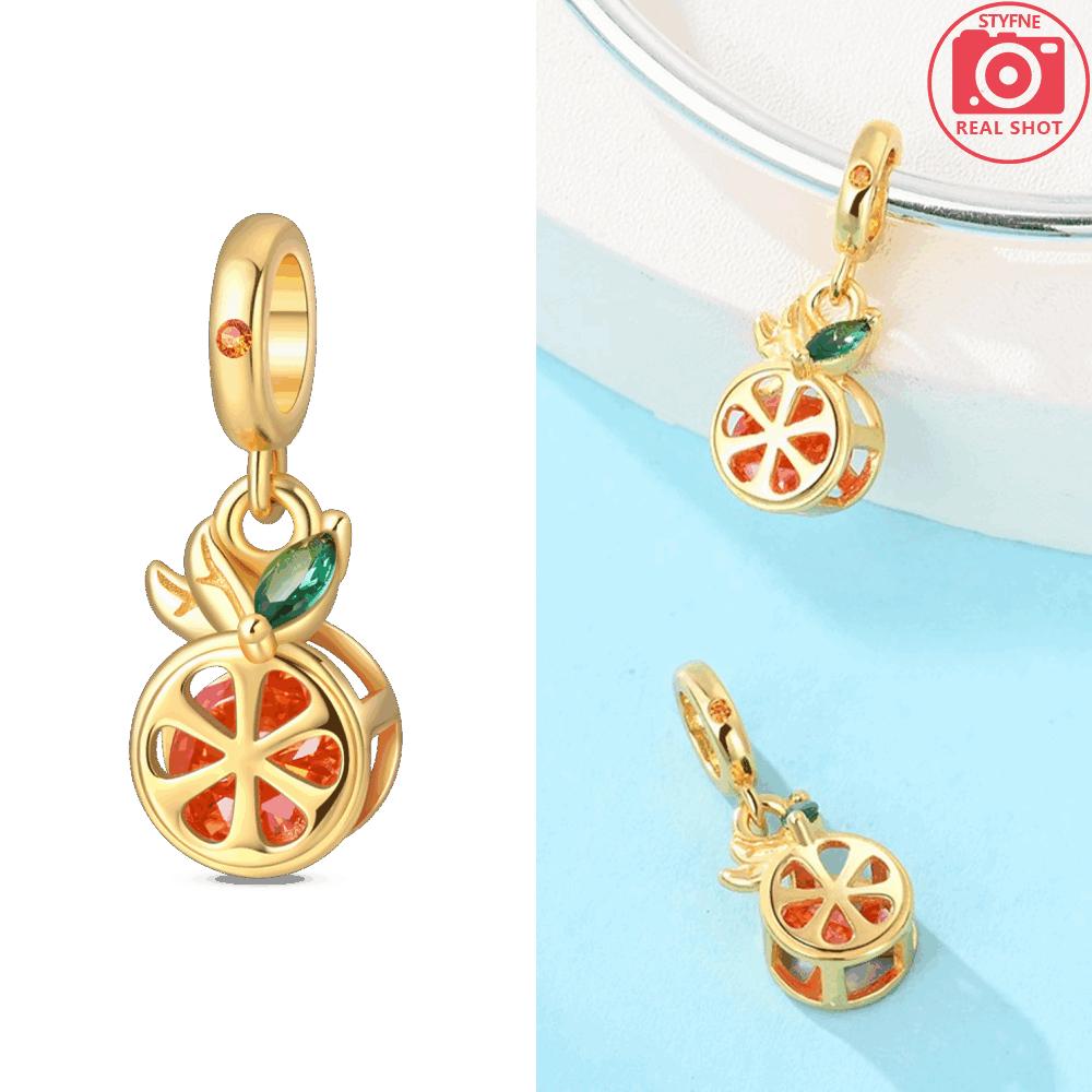 

Original Copper Golden Fruit Orange Pendant Heart Cherry Bow Tie Women Diy Jewelry Accessory Fine Gift Making