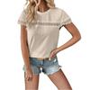 Women's Spring/summer V-neck Lace Patchwork Loose Casual Perforated T-shirt