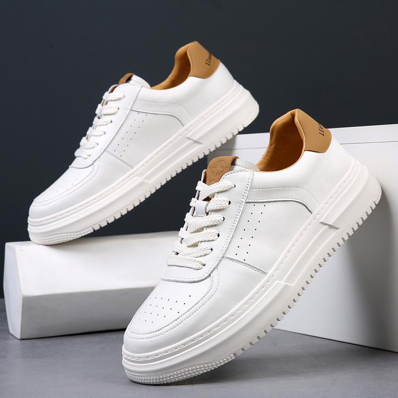 Cowhide little white shoes men's trendy versatile shoes men's 2025 autumn new breathable casual board shoes men's trendy shoes