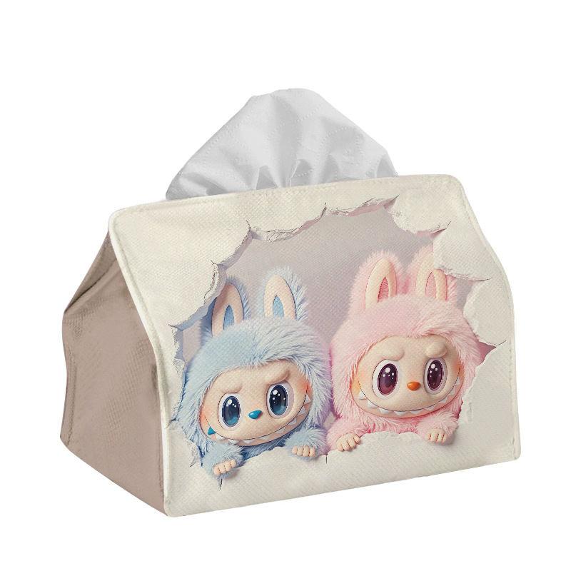 

Labubu Tissue Box, Home Living Room Creative Tissue Box, Light Luxury Fabric Tissue Napkin, Bedroom Large