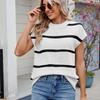 Women's Summer Round Neck Short Sleeve Knit Sweater Pullover Vest