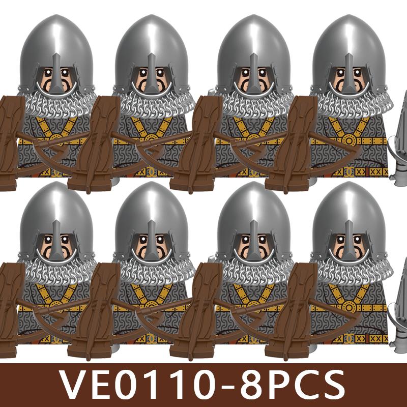 Castello Medievale Cavalieri Soldato Figure Blocchi da Costruzione Fanteria Legione Impero Guerriero Arco Spada Casco Milizia Mattoncini Giocattolo Regali