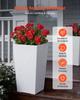 Tall Planters Set of 2, 550 Mm Large Outdoor Taper Planters for Outdoor Indoor Plants, Front Porch Plastic Modern Flower Pots with Casters, Inner Pot