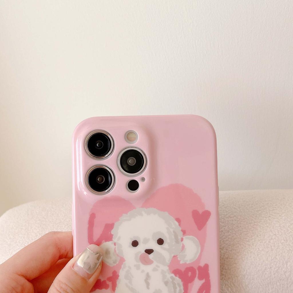 Pink Puppy Dog Imd Phone Case For Iphone 13 12 Promax 11 14 Pro Max Soft Silicone Shockproof Back Cover Capa Cover