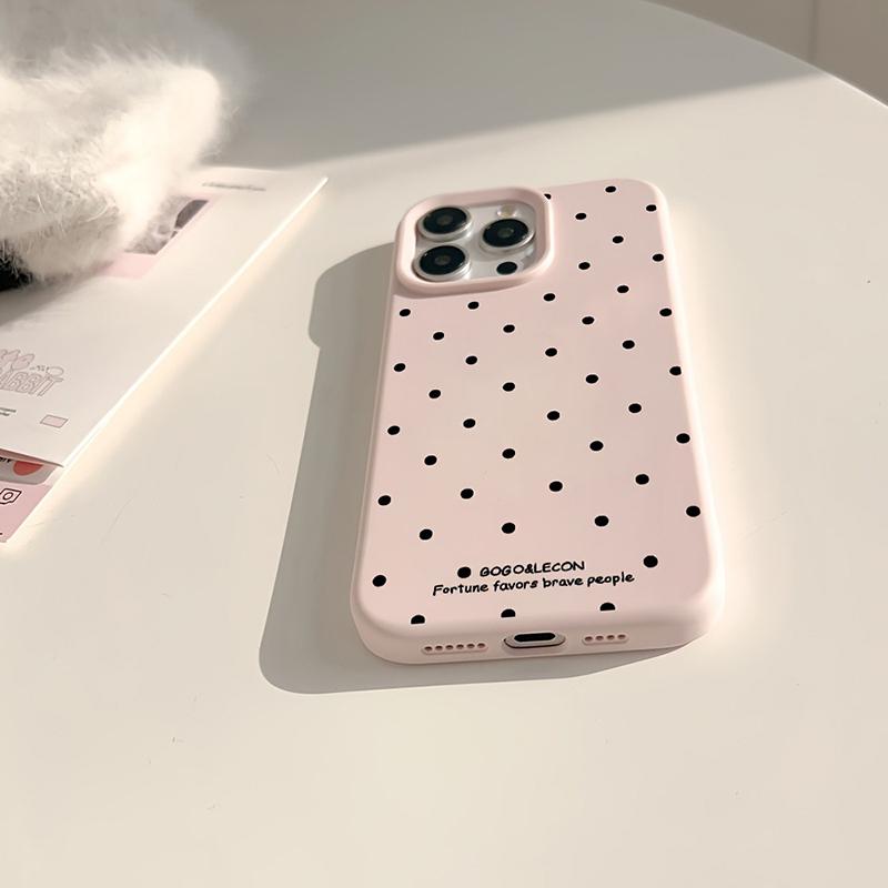 Funda de Teléfono con Lindo Patrón de Lunares Negros Para iPhone 11 12 13 14 15 16 17 Pro Max 16 Plus Parachoques Resistente a Golpes Cubierta Suave de Silicona