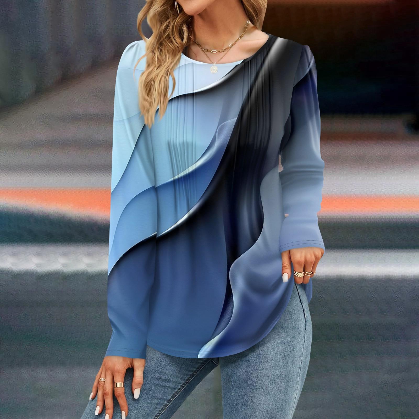 

Women s Fashion Color Block Patchwork Dresses Fall Casual Tops Long Sleeve Shirt Loose Pullover L