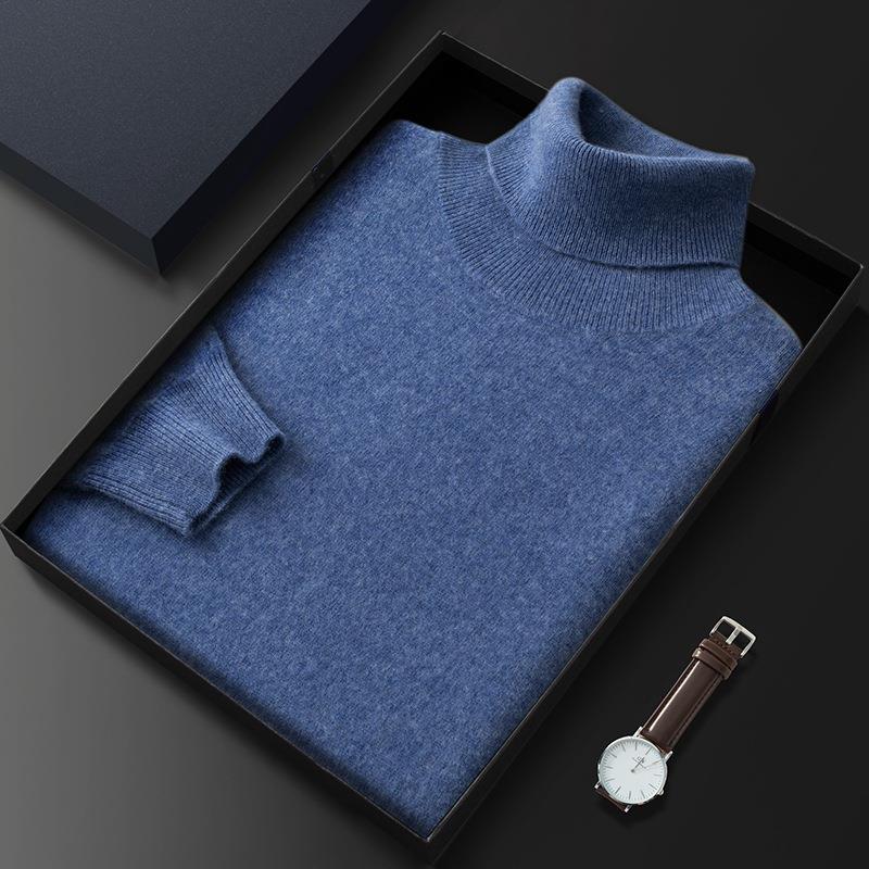 2025 Classic Solid Color Men's High Neck Loose Cashmere Sweater Pullover Knitwear