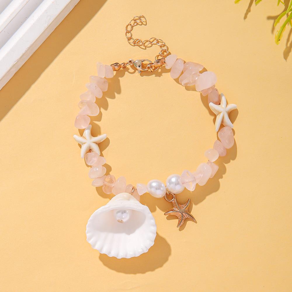 New jewelry, summer beach vacation wind bracelet, shell imitation pearl bracelet, gravel beaded bracelet.