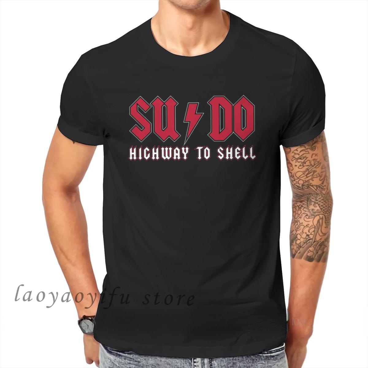 

Man Casual T Shirt Creative Linux Operating System Tux Penguin Man TShirt Highway To Shell Fashion Tops Men Clothing Oversized S