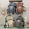 Schoolbag trendy schoolbag women's new corduroy large capacity bow printing student backpack high value backpack