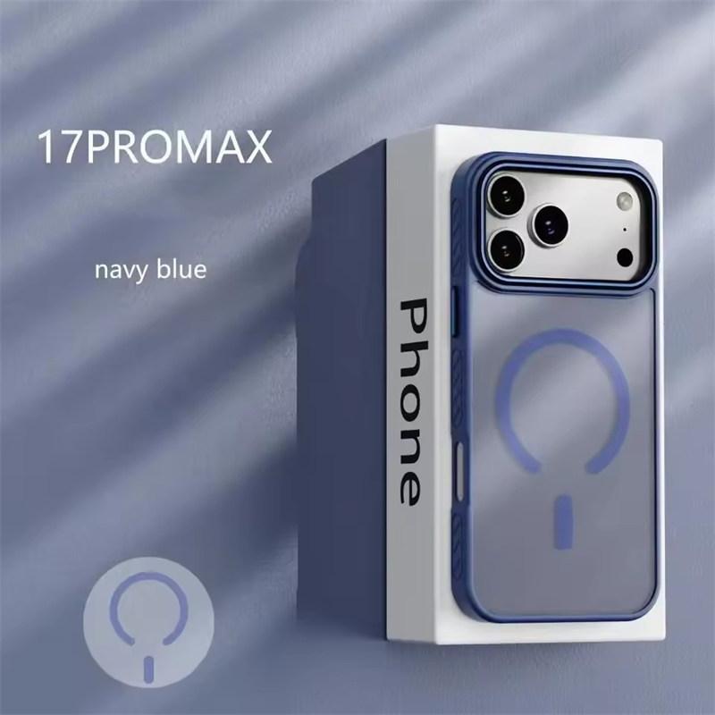 Frosted Matte Translucent Magnetic Phone Case For 17 Air 17 16 15 14 13 Pro Max For Magsafe Wireless Charge Shockproof Cover