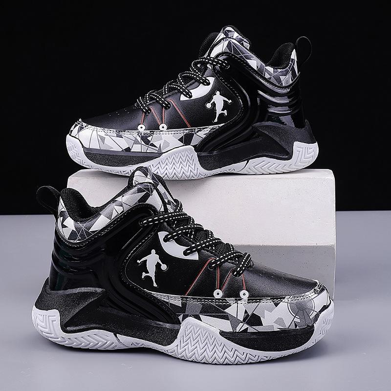 

Износостойкие амортизирующие детские баскетбольные кроссовки для детей среднего и старшего возраста, спортивная обувь для мальчиков, осенне-зимний новый модный тренд профес 31/inner length 19.8cm