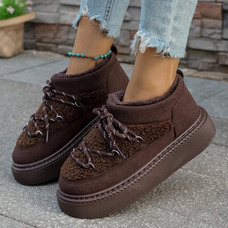 Large size thick-soled snow boots for women's autumn and winter new velvet thickened bread low-top cotton shoes for women