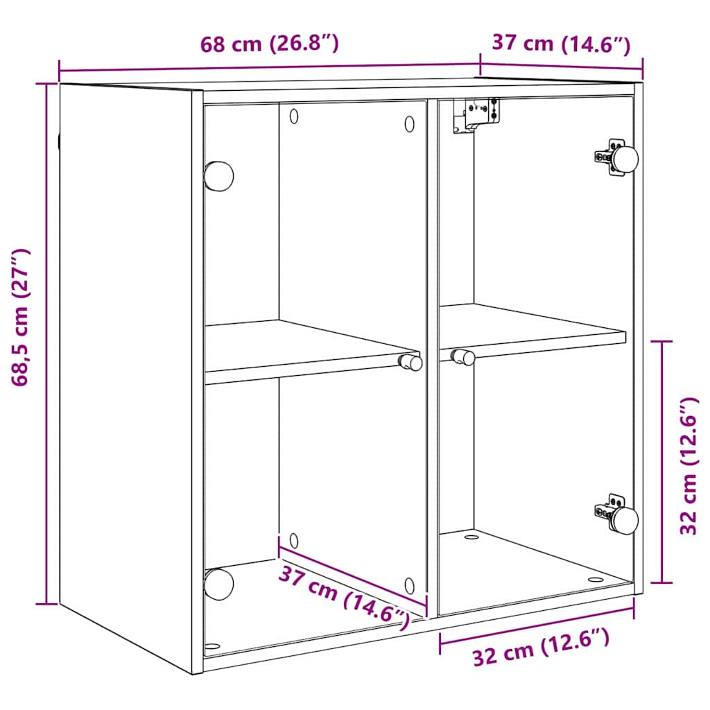 Wall Mounted Cabinet Black Oak Effect 68 x 37 x 68.5 cm