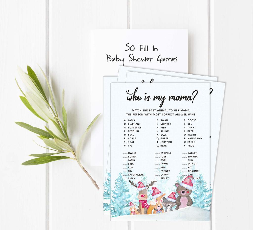 Inkdotpot 50 BabyA  AlphabetA  ABCA  GameA  Winter Jungle Theme Baby Shower Game Gender Neutral Party