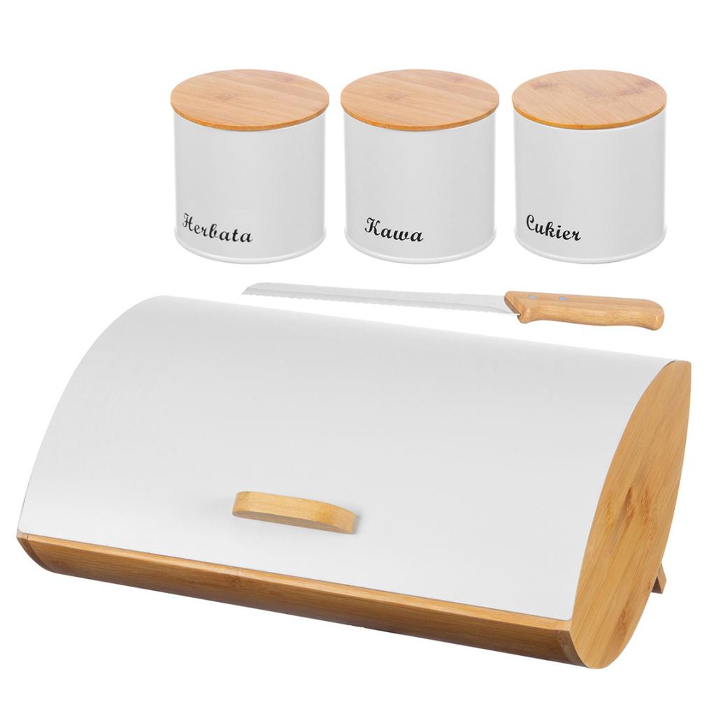 Bread box with a set of containers and a knife 2702