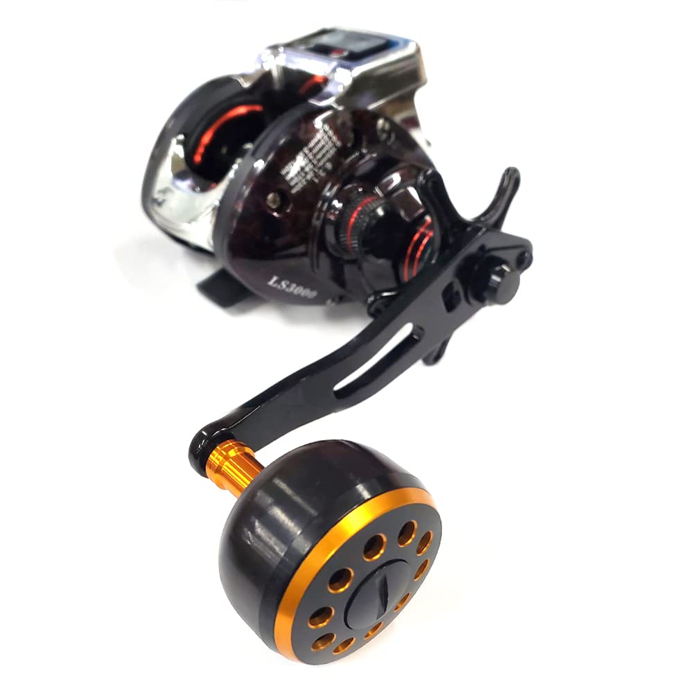 VISPREA Reel Parts Baitcasting Reel Drum Reel Handle Aluminum Alloy 109mm Handle Knob Shimano Daiwa Abu Garcia Custom Parts Replacement YU74 (Black