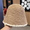 Bucket hat knitted bucket autumn and winter thermal hat children simple face chenille casual basin hat