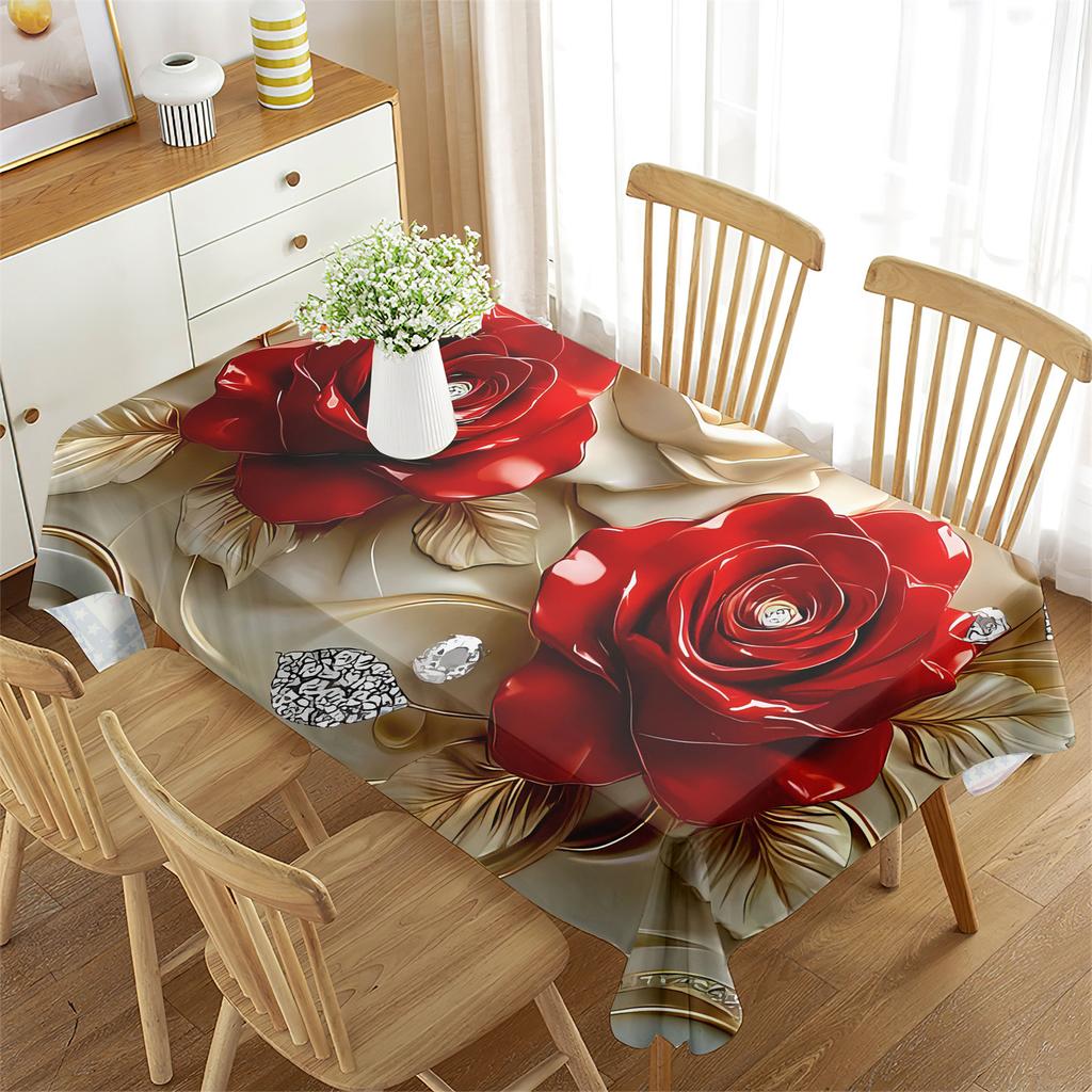 New Dining Table Cloth Tablecloth Waterproof Valentine's Day Red Rectangular High-end Decorative Tablecloth Holiday