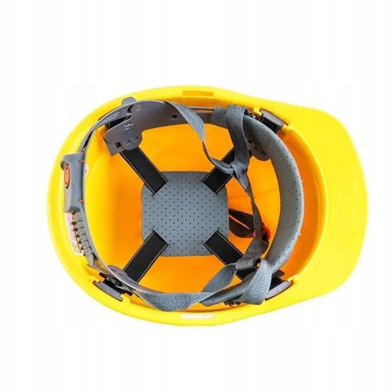 Safety helmet, construction work helmet - yellow, made of HDPE plastic