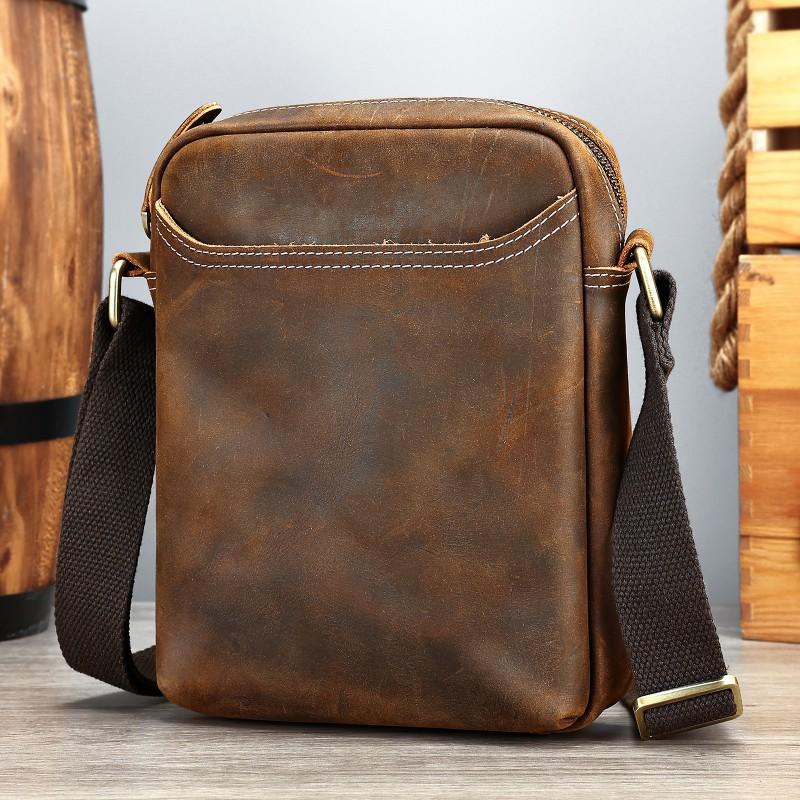 Leather Fashionable Casual Handbag With Top Layer Cowhide Men New Retro Crossbody Bag Versatile Shoulder